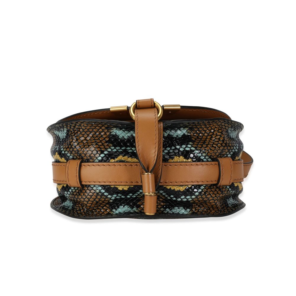 Chloe Brown And Teal Python-Embossed Calfskin Sma… - image 4